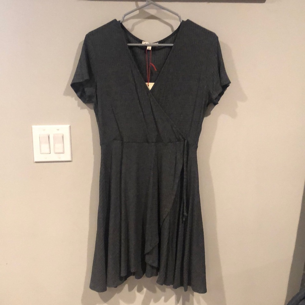 Women’s grey faux wrap dress